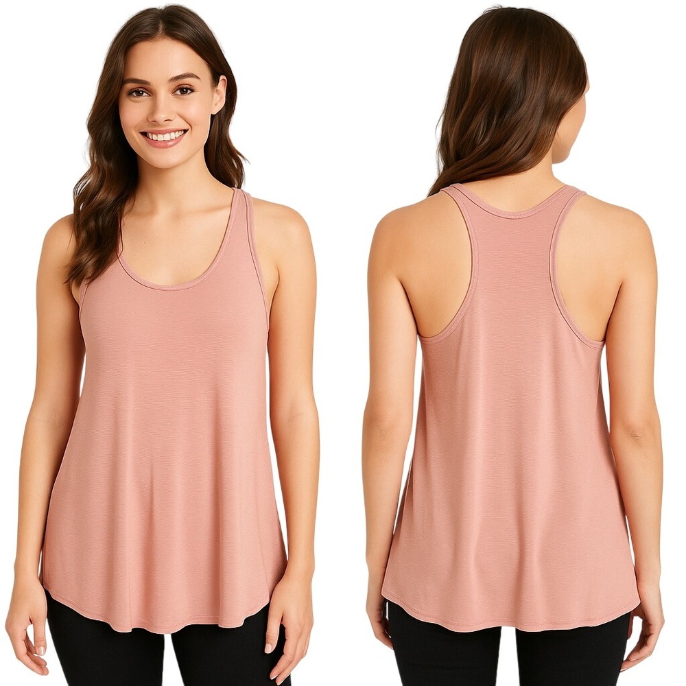 Free People Tank Top Small Pink Ribbed Racerback Sleeveless Boho Athleisure‎